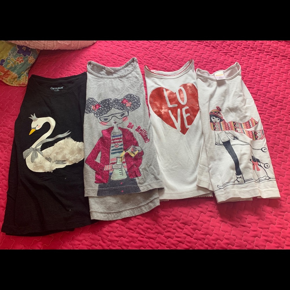4 girls tops long sleeve different brands.
